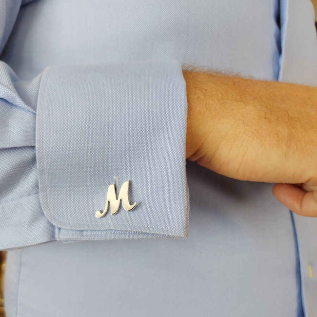Personalized Large Handwritten Silver Letter Cufflinks - 2