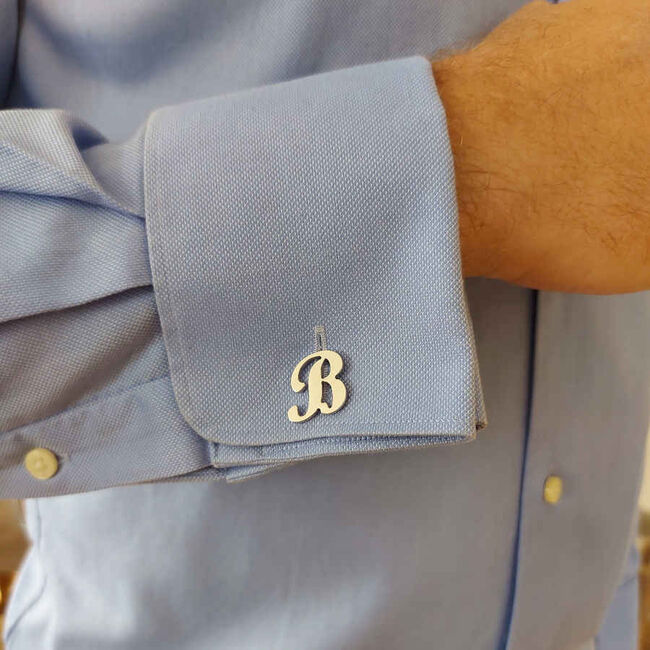 Personalized Large Handwritten Silver Letter Cufflinks - 3