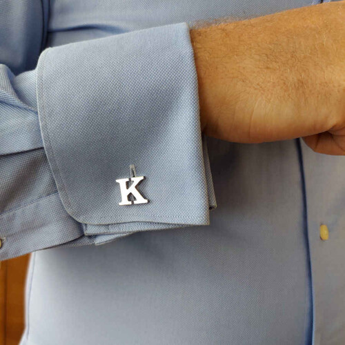 Personalized Medium Size Plain Silver Letter Cufflinks - CNG Jewels (1)