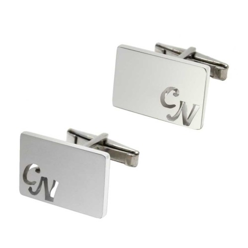 Custom Silver Two Letter Cufflinks - Thumbnail