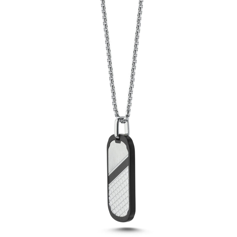 Dama Desenli Künye Çelik Erkek Kolye - CNG Jewels (1)