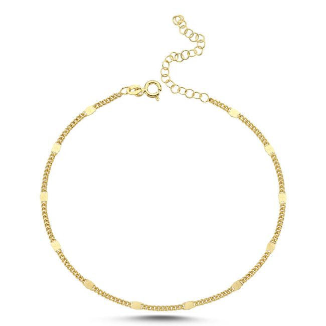 Damalı Gurmet Zincir Gold Gümüş Halhal - 1