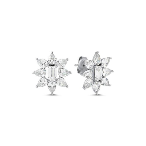 Drop Baguette North Star Silver Women's Earrings - CNG Jewels