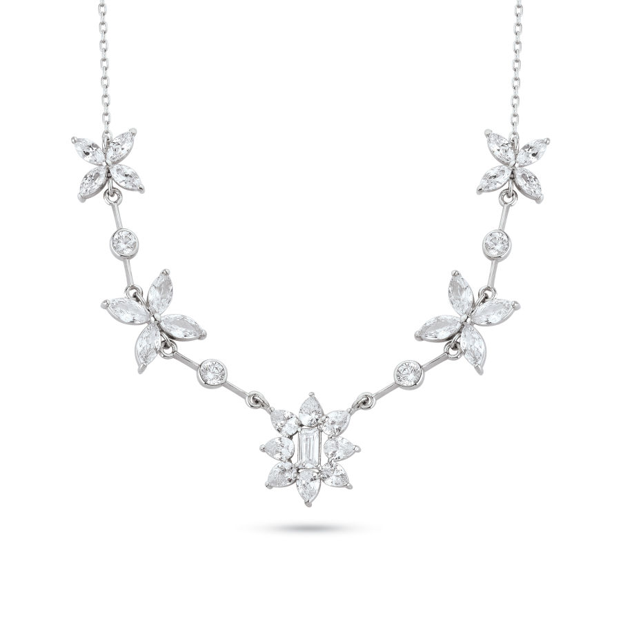 Damla Baget Markiz Taşlı Tasarım Kadın Gümüş Kolye - CNG Jewels