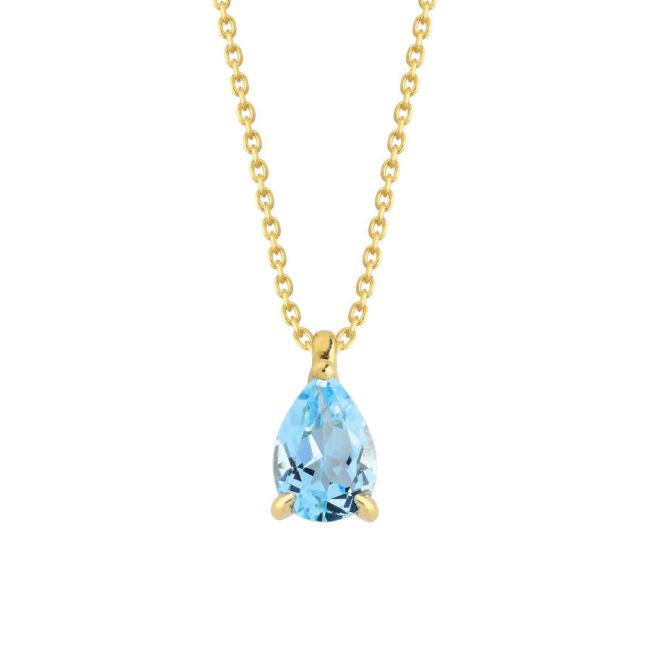 Damla Blue Topaz Altın Kolye - 1