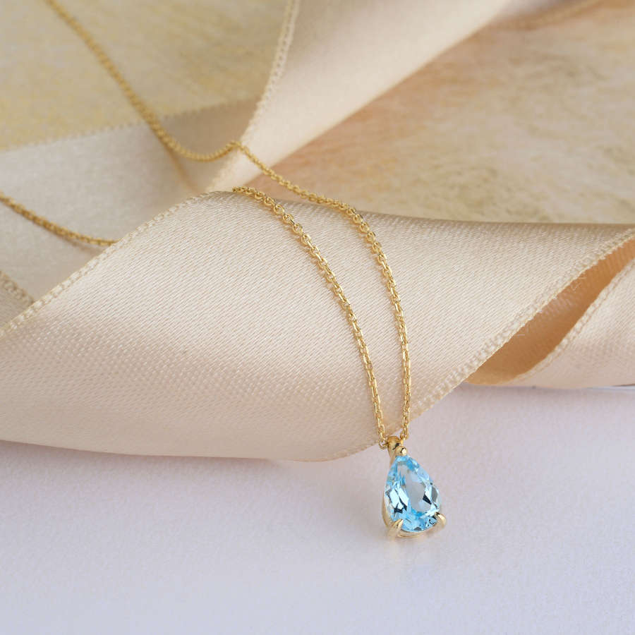 Damla Blue Topaz Altın Kolye - CNG Jewels (1)