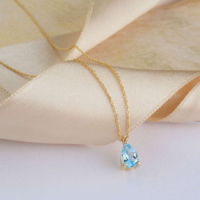 Damla Blue Topaz Altın Kolye - 2