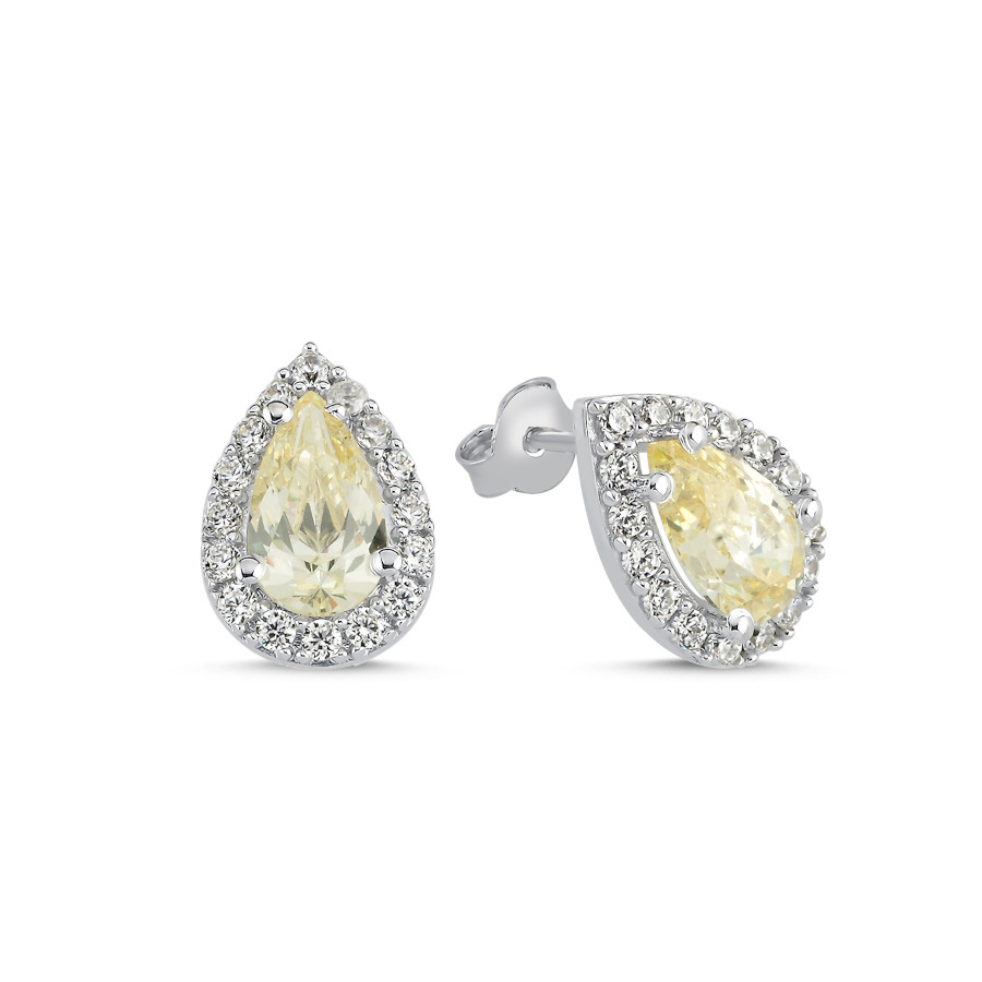 Damla Fancy Sarı Taşlı Gümüş Kadın Küpe - CNG Jewels