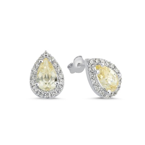 Damla Fancy Sarı Taşlı Gümüş Kadın Küpe - CNG Jewels