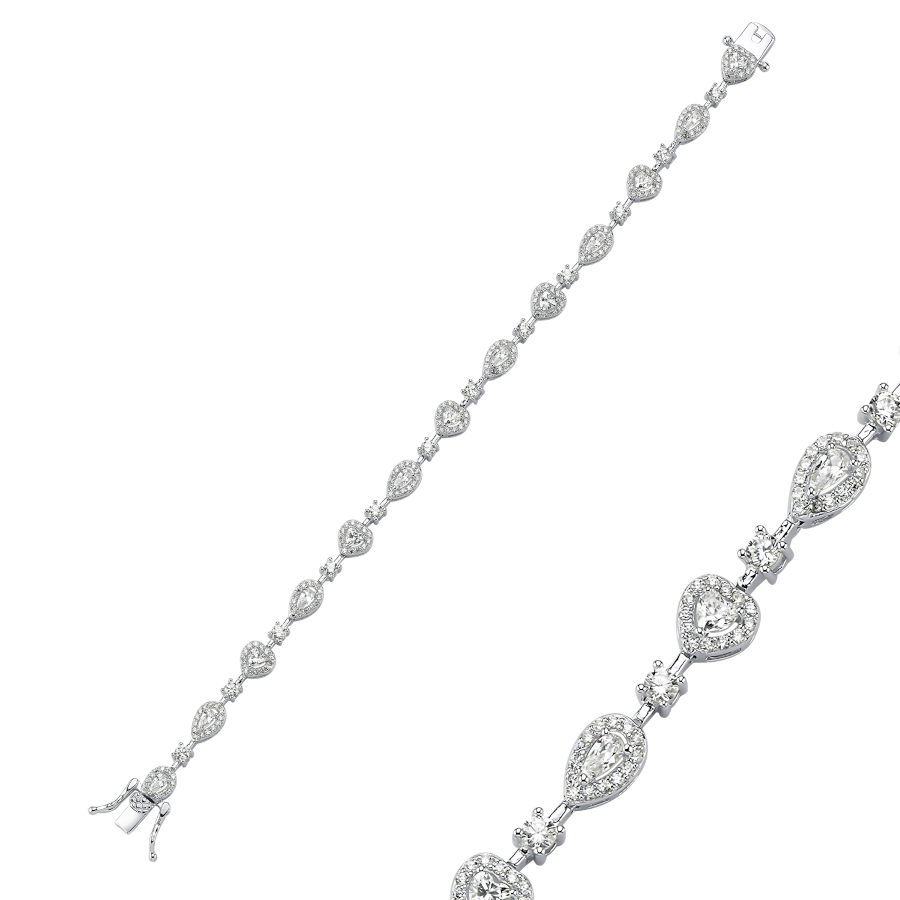 Damla Kalp Işık Seli Su Yolu Gümüş Bileklik - CNG Jewels