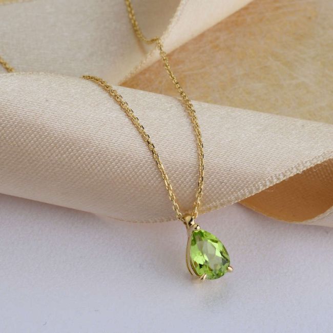 Damla Peridot Taşı Altın Kolye - 2