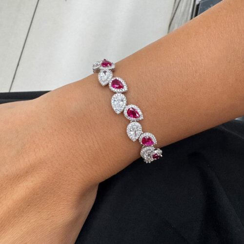 Damla Ruby Kadın Gümüş Su Yolu Bileklik - CNG Jewels (1)