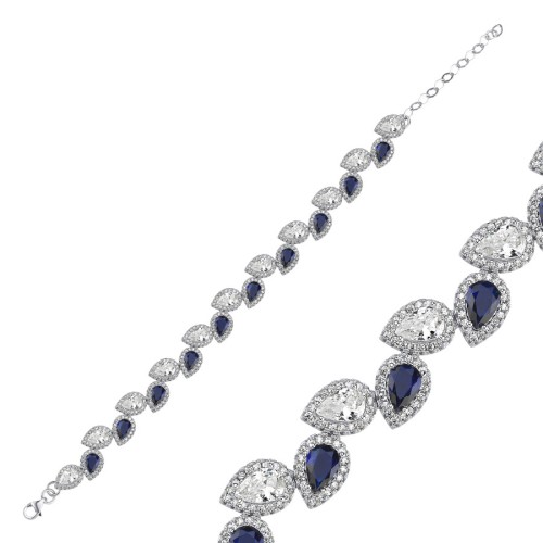 Damla Safir Kadın Gümüş Su Yolu Bileklik - CNG Jewels