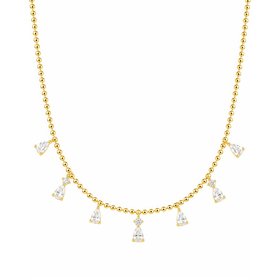  Damla Taşlı Gold Choker Gümüş Kolye - CNG Jewels