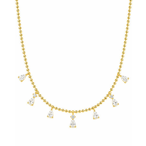  Damla Taşlı Gold Choker Gümüş Kolye - 1