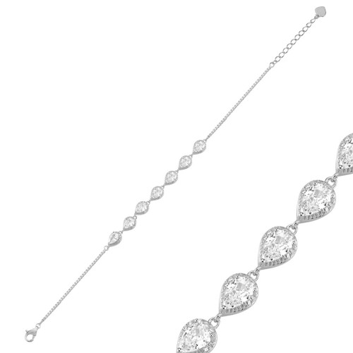 Damla Taşlı Kadın Gümüş Bileklik - CNG Jewels