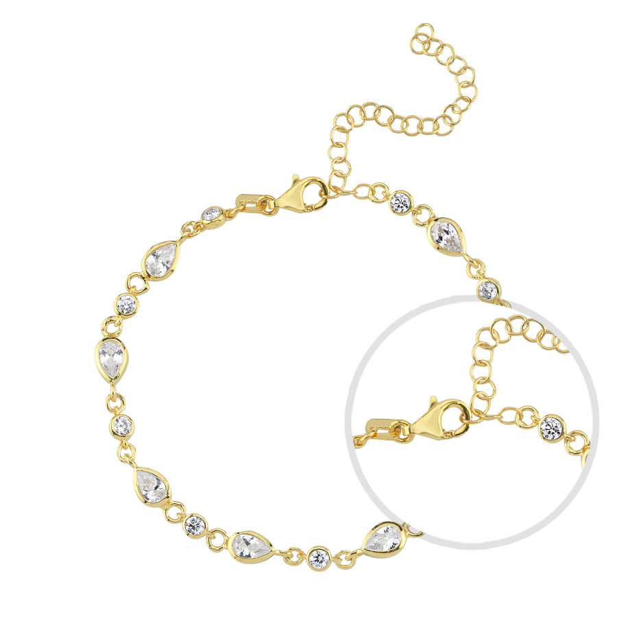 Drop Stone Chain Women's Silver Bracelet - CNG Jewels (1)