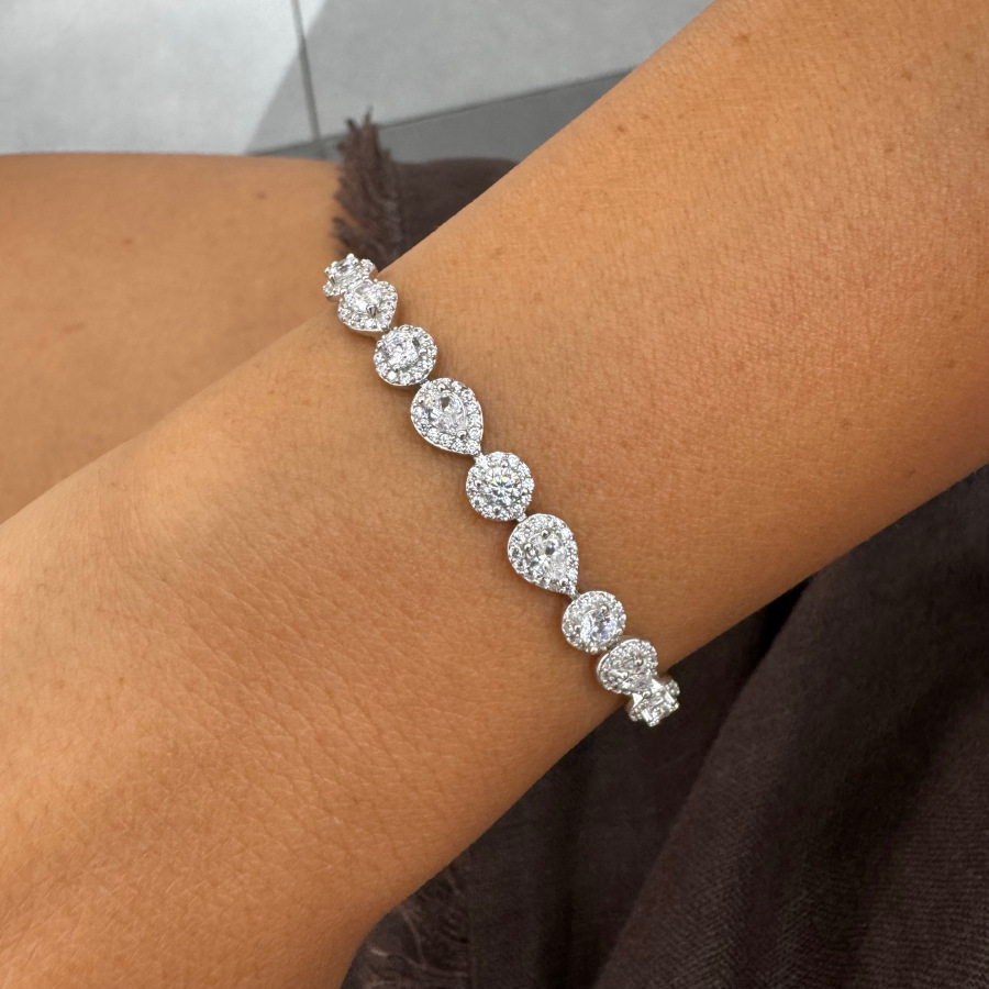 Damla Yuvarlak Tektaş Su Yolu Gümüş Bileklik - CNG Jewels (1)