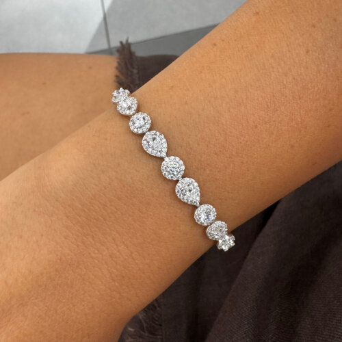 Damla Yuvarlak Tektaş Su Yolu Gümüş Bileklik - CNG Jewels (1)