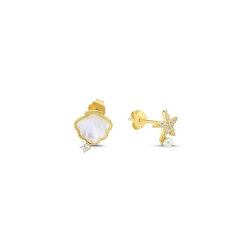 Starfish Oyster Gold Silver Women's Earrings - CNG Jewels