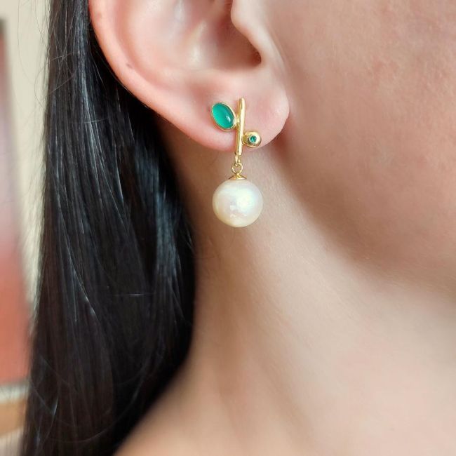 Design Perla Verde Earrings