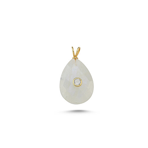 Doğal Damla Aytaşı Gümüş Kolye Ucu - CNG Jewels