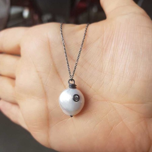 Doğal İncili Gümüş Kadın Kolye - 1