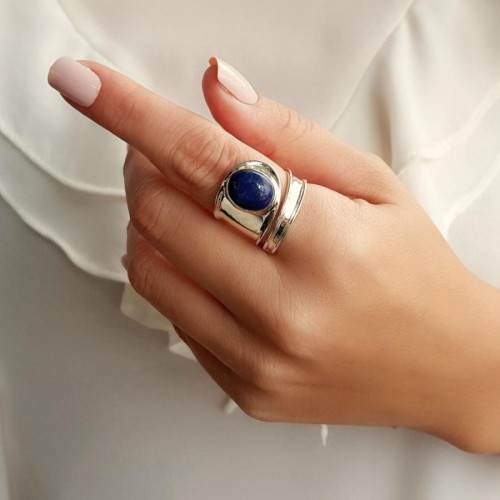 CNG Jewels - Doğal Lapis Lazuli El Yapımı Gümüş Bayan Yüzük