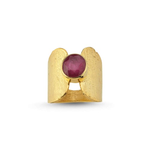 Doğal Yakut Taşlı Tasarım Kadın Gümüş Yüzük - CNG Jewels