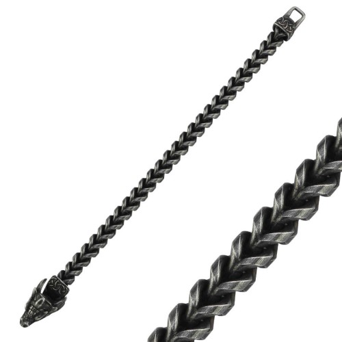 Dragon Head Cubic Gurmet Antique Men's Steel Bracelet - CNG Jewels (1)