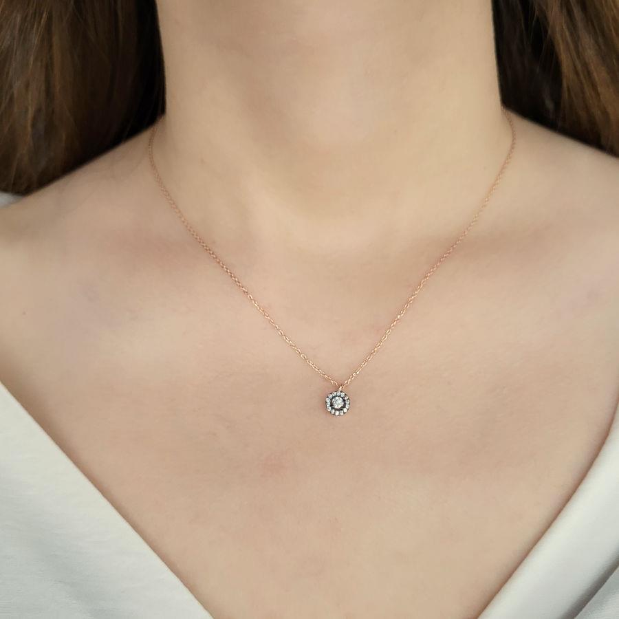 Tektaş Anturaj Elmas Montürlü Gümüş Kadın Kolye - CNG Jewels (1)