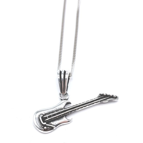 Elektro Gitar 925 Ayar Gümüş Erkek Kolye - 1