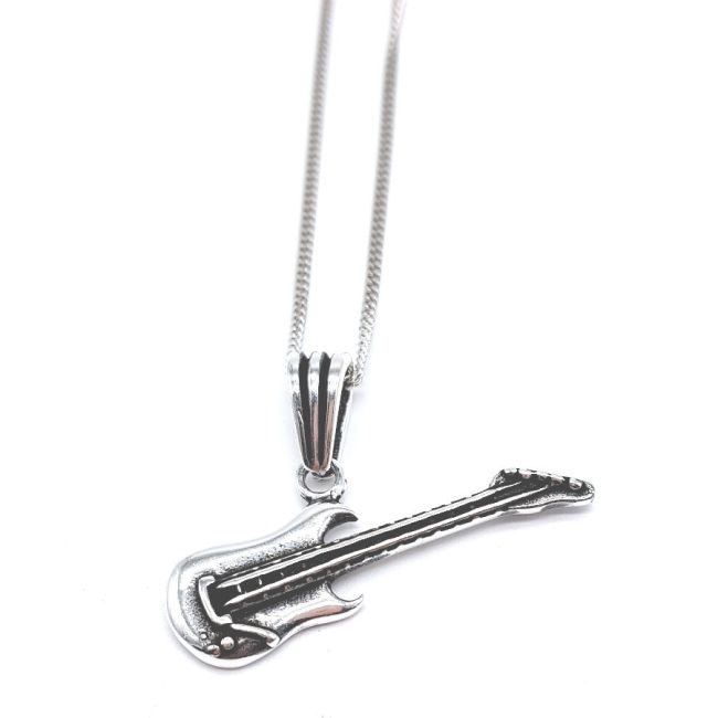 Elektro Gitar 925 Ayar Gümüş Erkek Kolye - 1