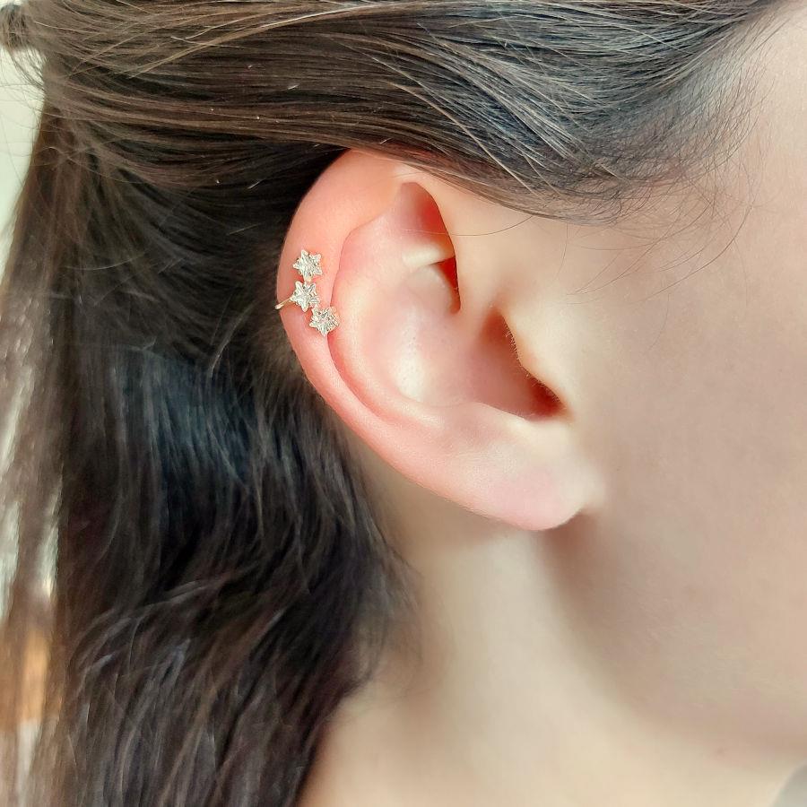 Estralla Taşlı Rose Kıkırdak Gümüş Kadın Küpe - CNG Jewels