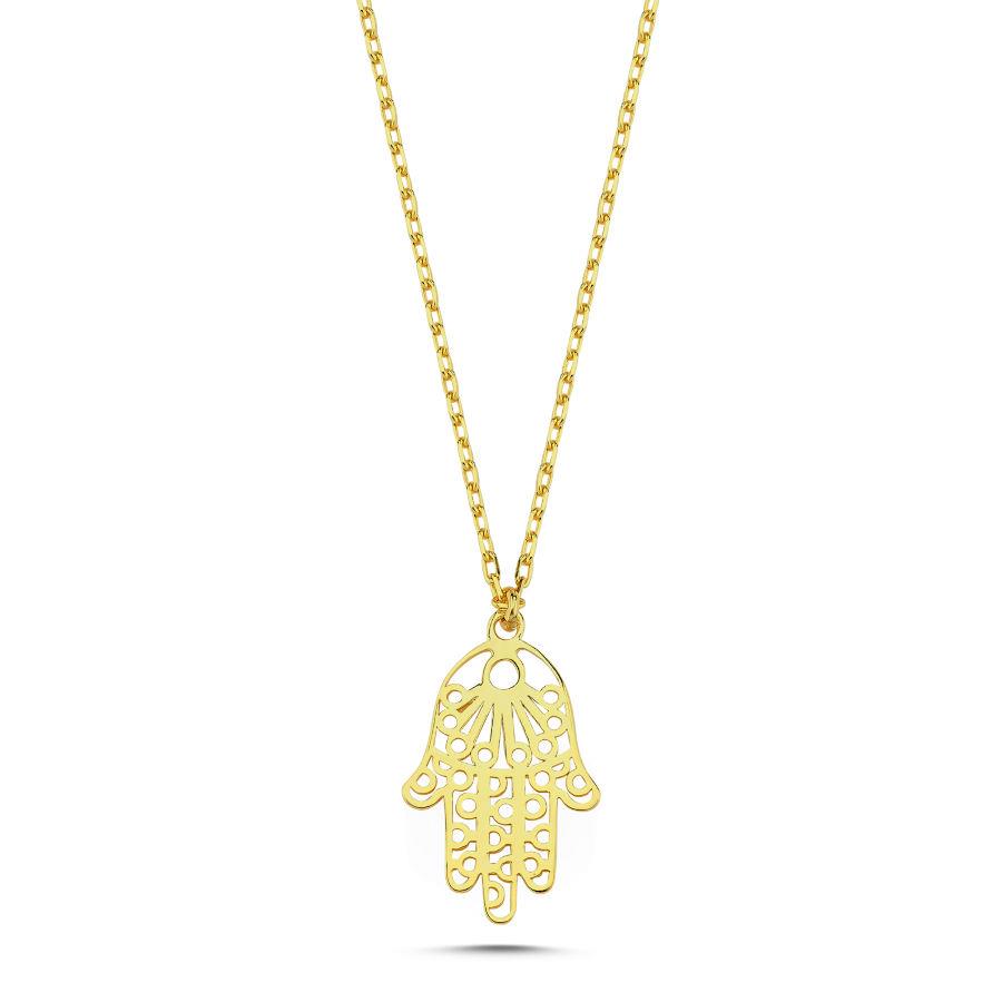 Ethnic Fatima Hand Gold Silver Women's Necklace - CNG Jewels