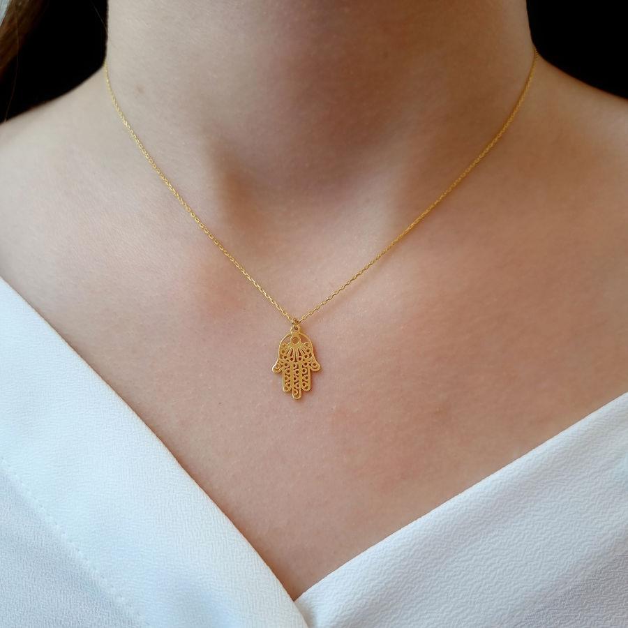 Ethnic Fatima Hand Gold Silver Women's Necklace - CNG Jewels (1)