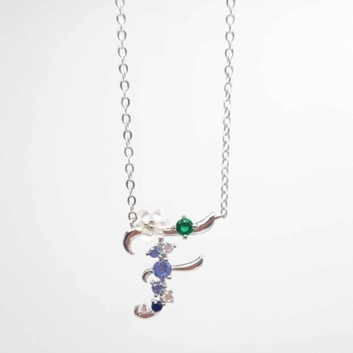 CNG Jewels - F Harfi Çiçekli Gümüş Bayan Kolye