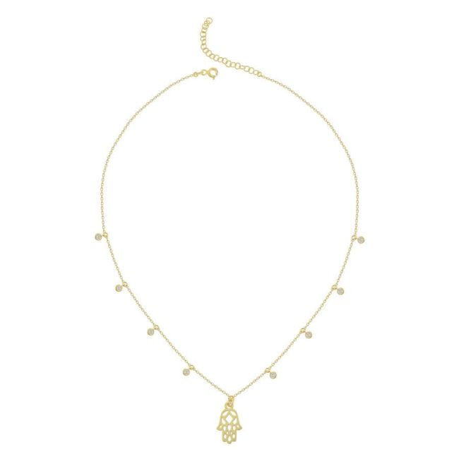 Fatma Ana Eli Taşlı Charm Kadın Gümüş Kolye - 2