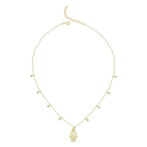 Fatima Hand Stone Charm Women's Silver Necklace - CNG Jewels (1)