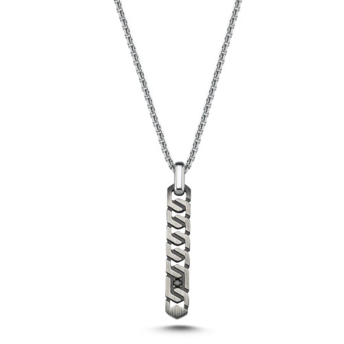 Fermuar Eskitme Çelik Erkek Kolye - CNG Jewels