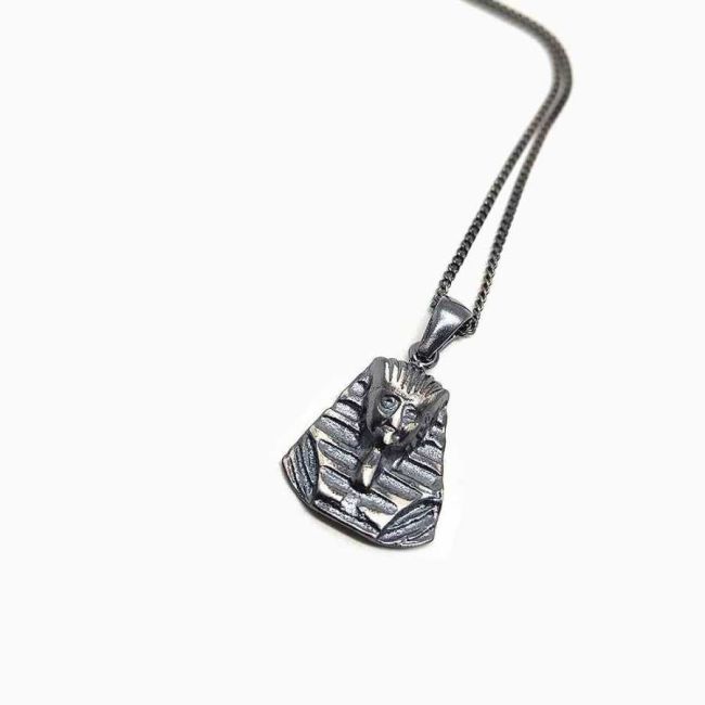 Firavun Uzun Zincirli 925 Ayar Gümüş Erkek Kolye - 1