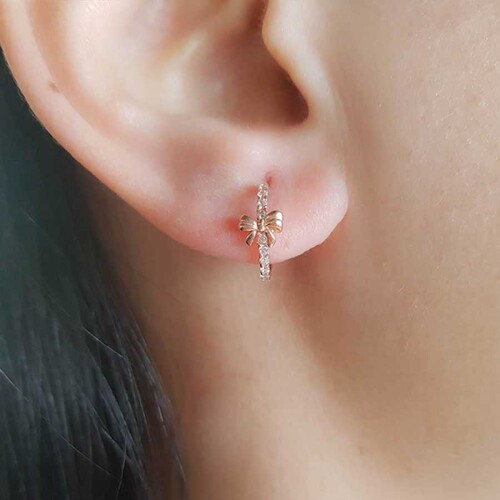 CNG Jewels - Fiyonklu Küçük Halka Rose Gümüş Küpe