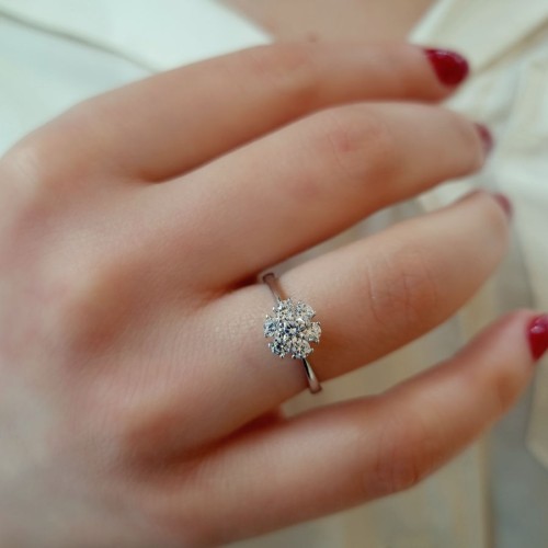 Flora 14 Ayar Beyaz Altın Yüzük - 3