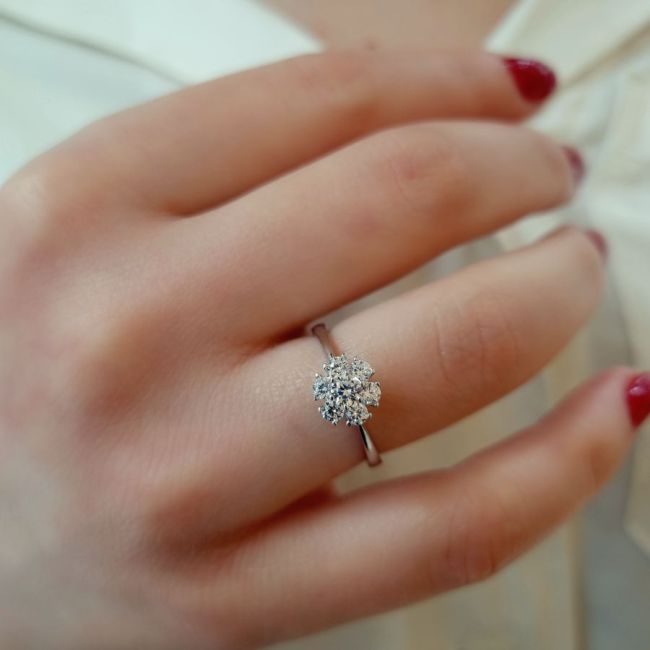 Flora 14 Ayar Beyaz Altın Yüzük - 3