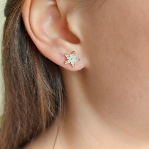 Flora Minimal Rose Silver Women's Earrings - CNG Jewels