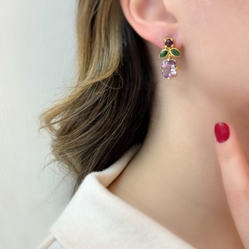 Florale Chalcedony Design Women's Silver Earrings - CNG Jewels (1)