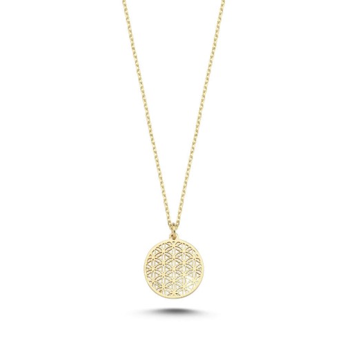14 Carat Gold Flower of Life Necklace - 1
