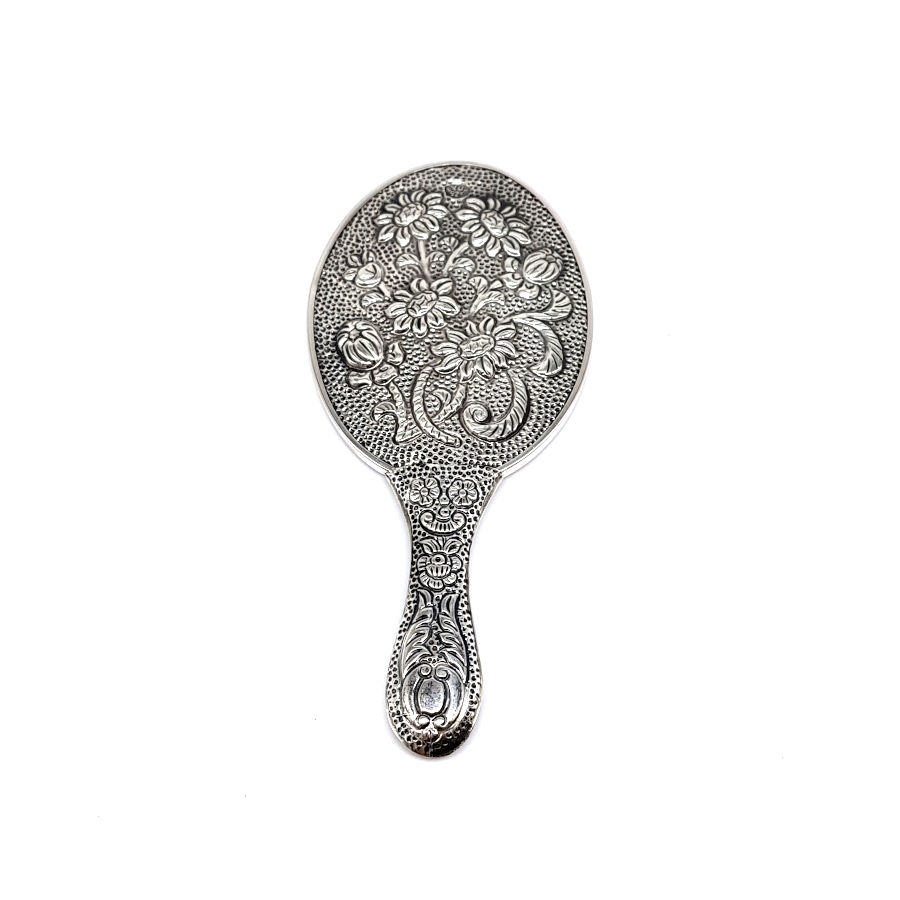 Floral Patterned Silver Hand Mirror No. 1 - CNG Jewels (1)