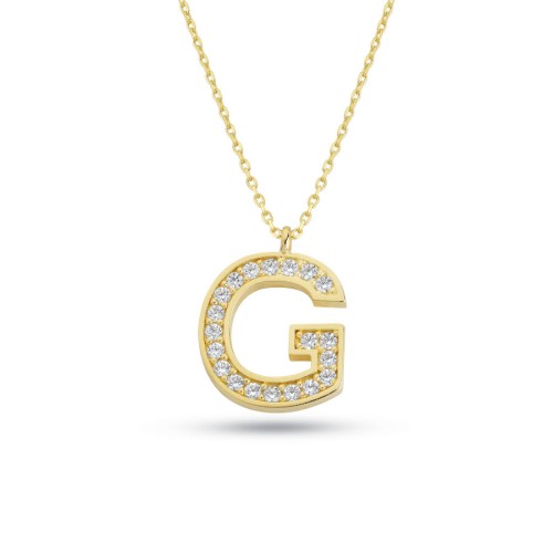 CNG Jewels - G Harfi Taşlı Altın Kolye