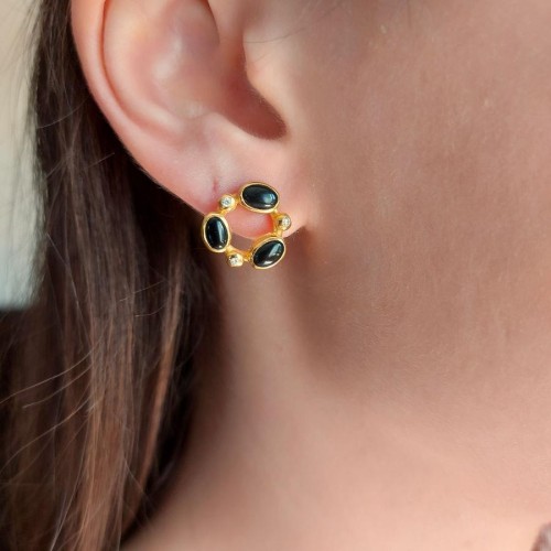 CNG Jewels - Galassia Natural Onyx Silver Earrings